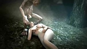Un uomo brutale scopata un giovane donne curvy hard pulcino in una gonna vicino a un albero sul prato